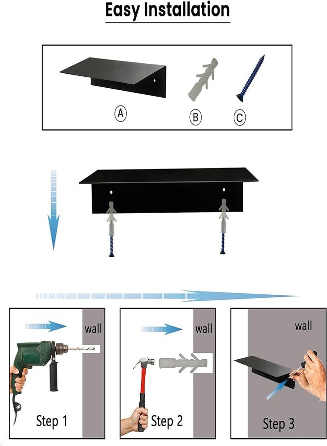 SIMOND STORE Black Floating Shelves for Wall - 12" X 8" Small Floating Shelves - Metal Heavy Duty Floating Shelf Brackets for Gaming, Console, PlayStation Shelf, Tv Shelf for Wall Mounted Tv… - Image 5